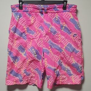 Vintage Nike Swim Trunks Size Medium 90s Neon Bright Colorful Retro Pink Purple